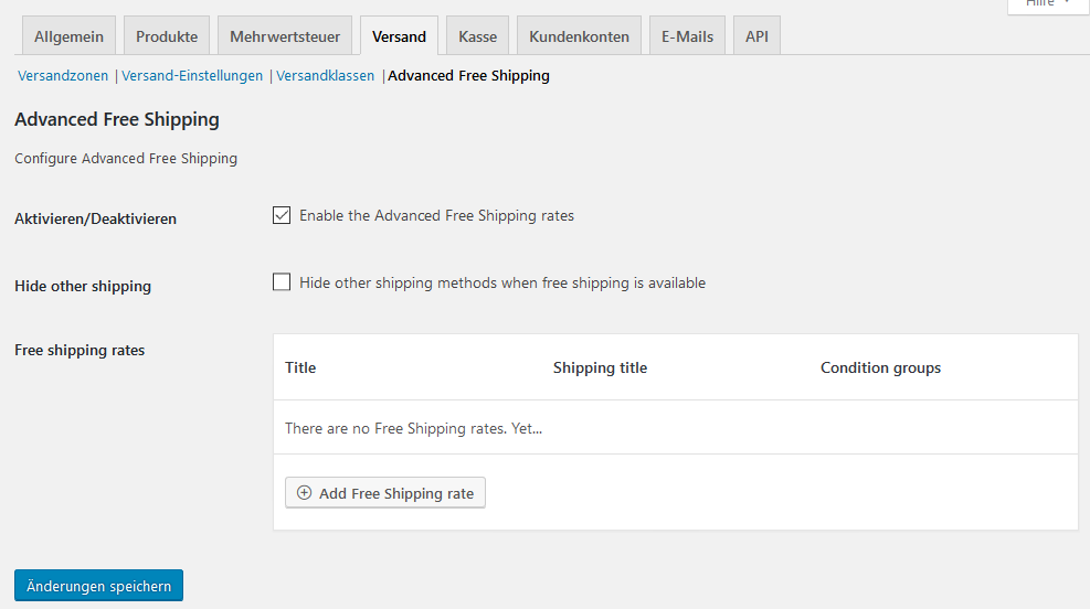 Plugins angetestet: WooCommerce Advanced Free Shipping - Bedingungen für kostenlosen Versand 2